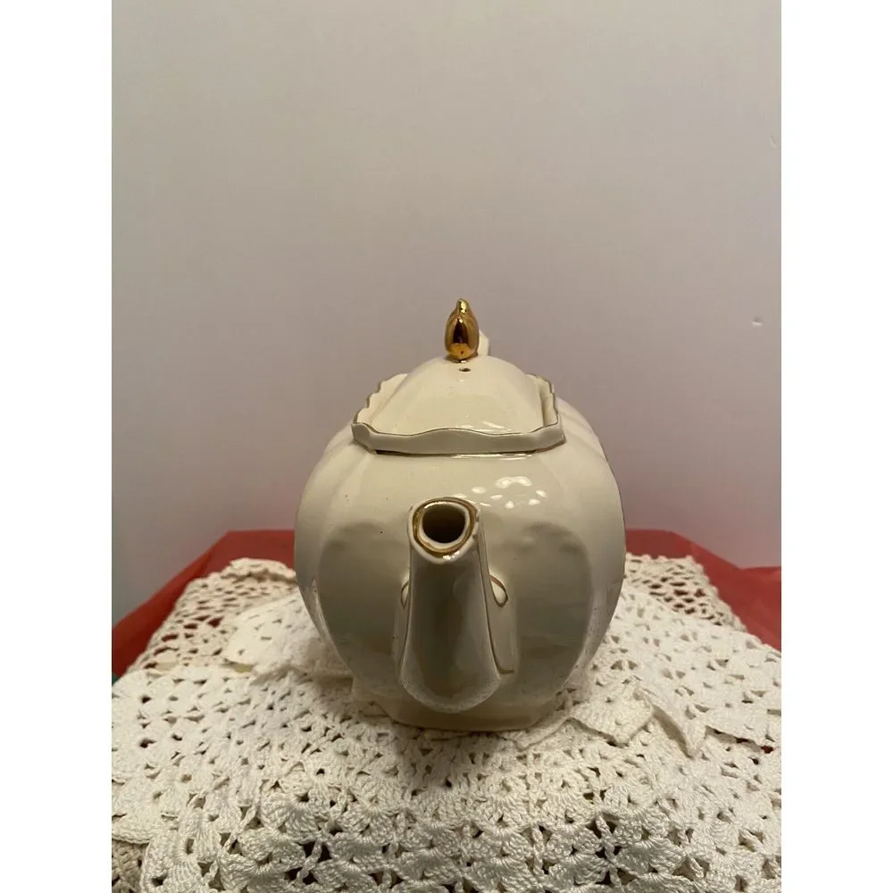 Vintage Sadler England Cube Teapot #2097 Rose Flowers Gold Trim‎